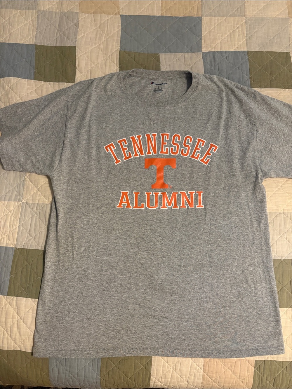 Champion Gray Tennessee Alumni Short Sleeve Tee with Orange Logo Large